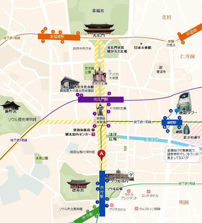 鐘路 チョンノ の地図 韓国旅行 韓国観光ならワウソウル