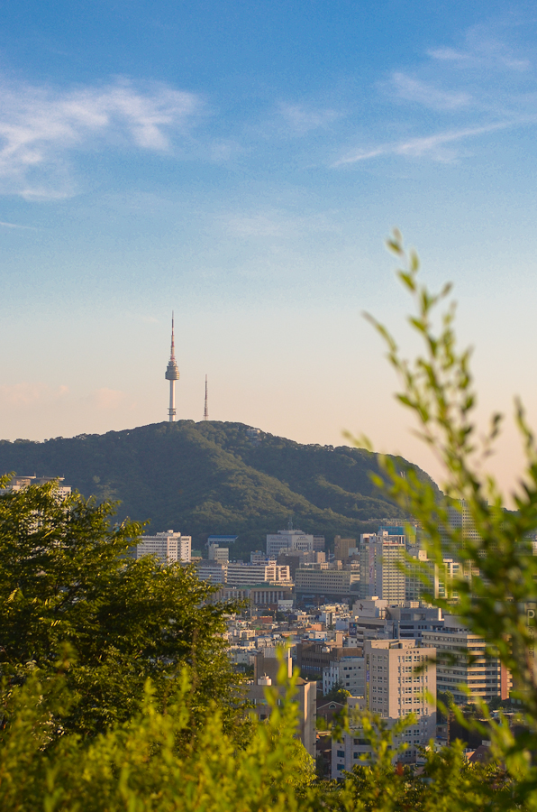 ソウルの城郭から見える南山